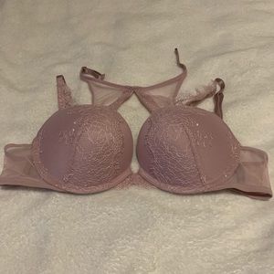 High-neck lace push up bra